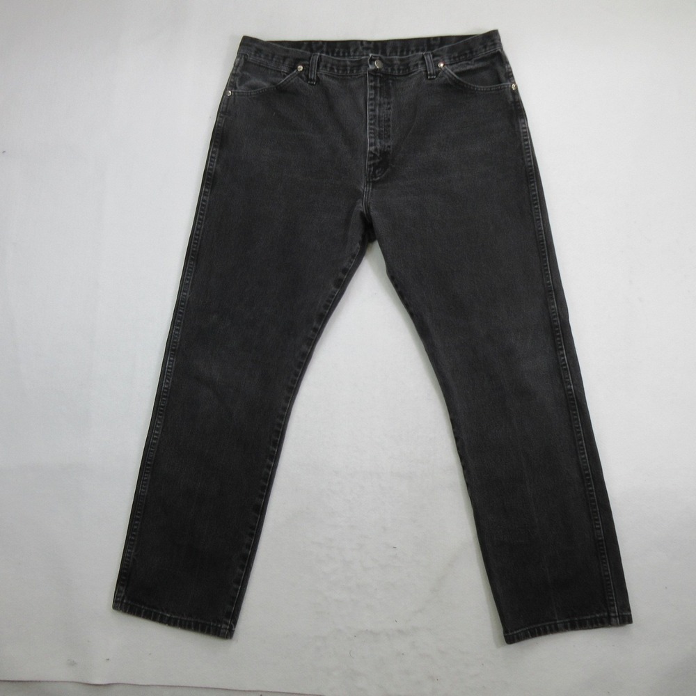 Wrangler Men's Straight Leg Jeans Size 40 Regular Fit Black Wash Denim